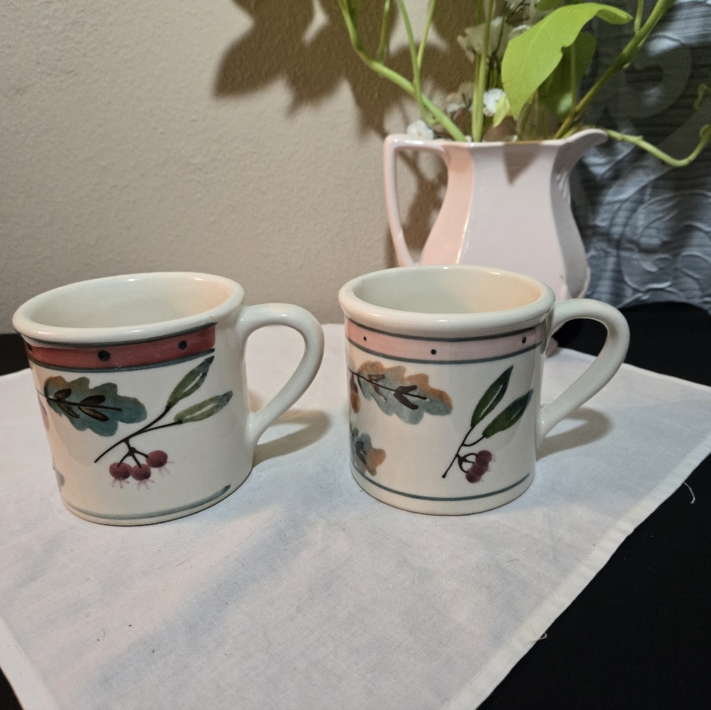 Vintage Hartstone Pottery "Woodland"  Mugs - Set of 2